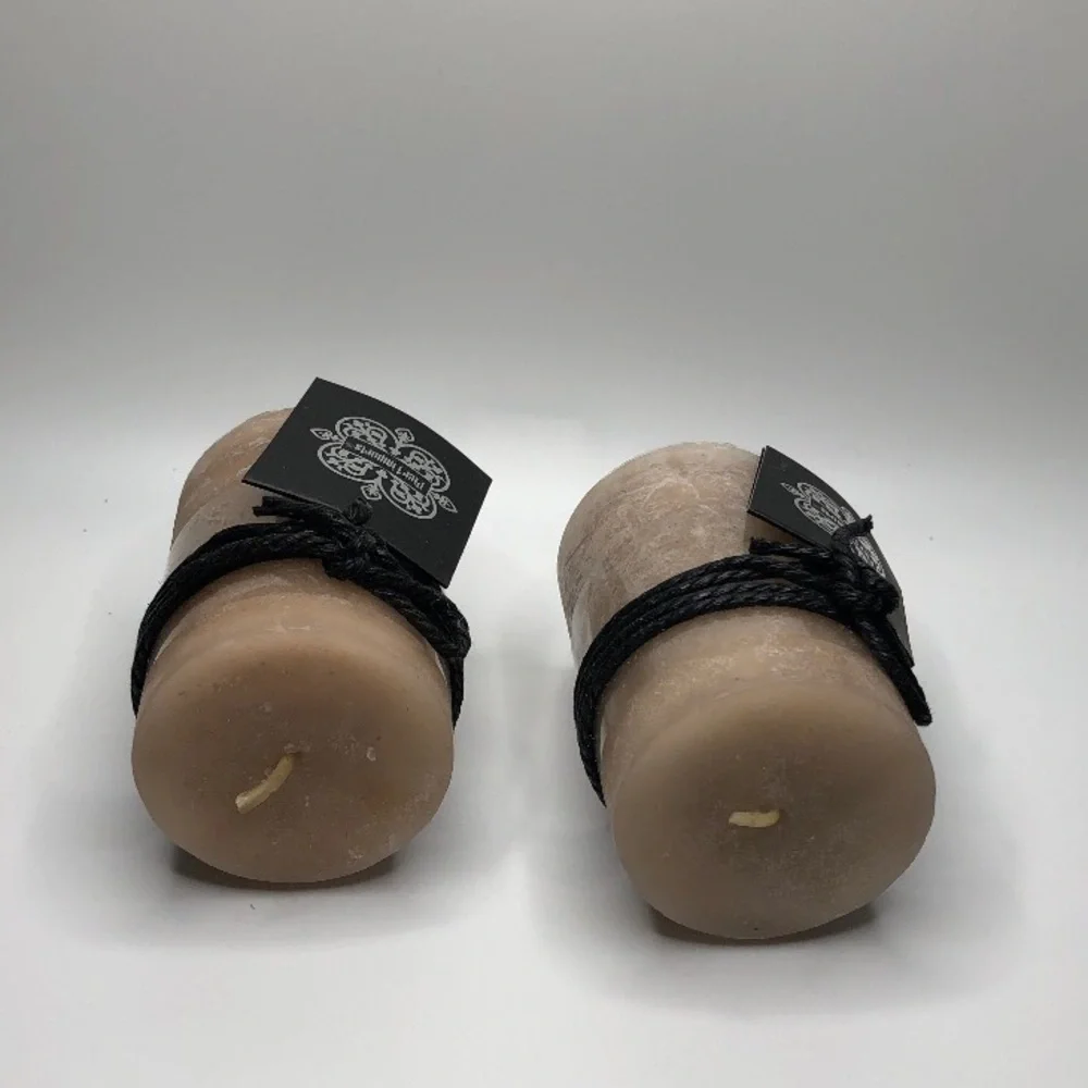 Pier 1 Bougie Inodore Uncented Candles, Tan, 2” x 3”, Set of 2